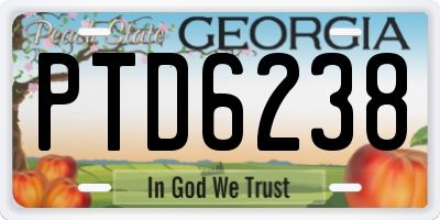GA license plate PTD6238