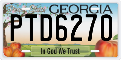 GA license plate PTD6270
