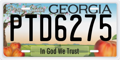 GA license plate PTD6275