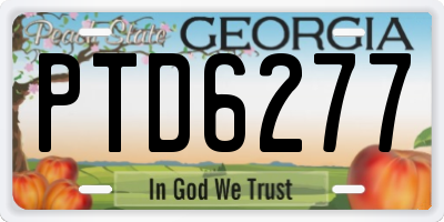 GA license plate PTD6277