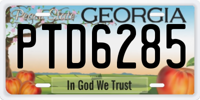 GA license plate PTD6285