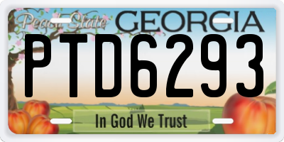 GA license plate PTD6293