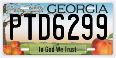 GA license plate PTD6299