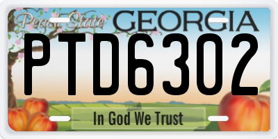 GA license plate PTD6302
