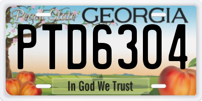 GA license plate PTD6304