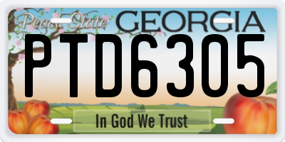 GA license plate PTD6305