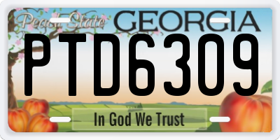 GA license plate PTD6309