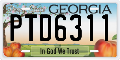 GA license plate PTD6311