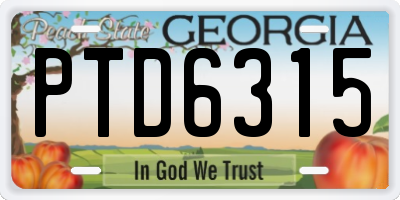 GA license plate PTD6315