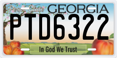 GA license plate PTD6322