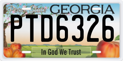 GA license plate PTD6326