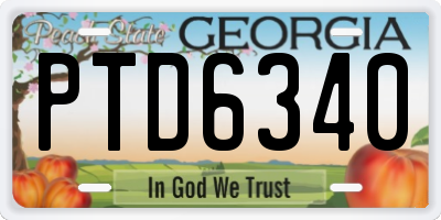 GA license plate PTD6340