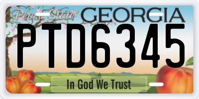 GA license plate PTD6345
