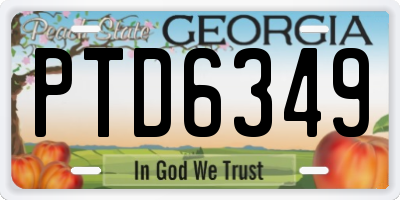 GA license plate PTD6349
