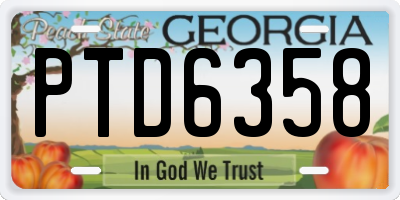 GA license plate PTD6358