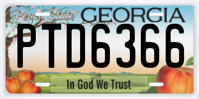 GA license plate PTD6366