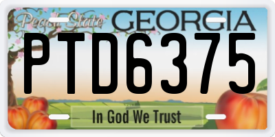 GA license plate PTD6375