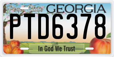 GA license plate PTD6378