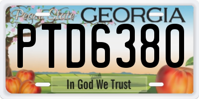 GA license plate PTD6380
