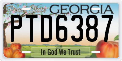 GA license plate PTD6387