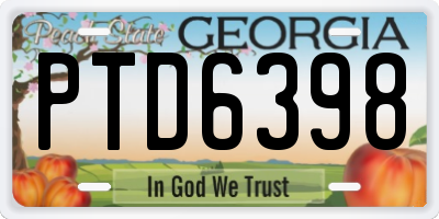 GA license plate PTD6398