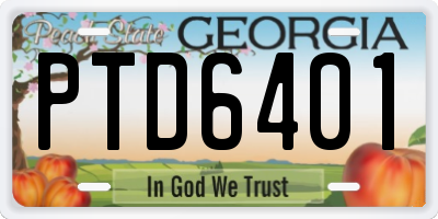 GA license plate PTD6401