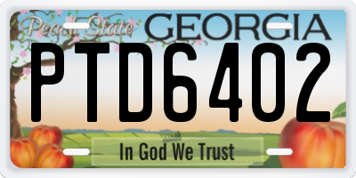 GA license plate PTD6402