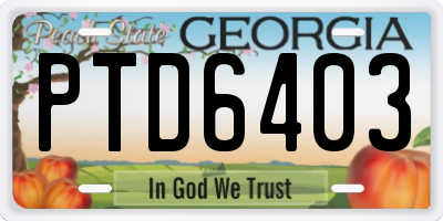 GA license plate PTD6403