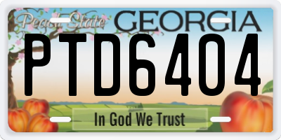 GA license plate PTD6404