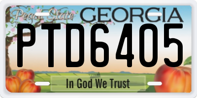 GA license plate PTD6405