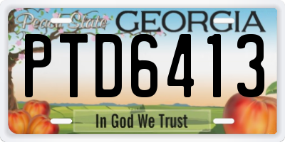 GA license plate PTD6413