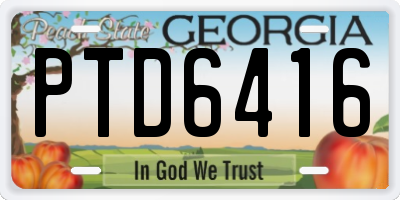 GA license plate PTD6416