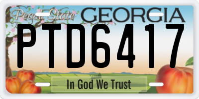 GA license plate PTD6417