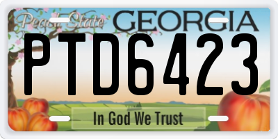 GA license plate PTD6423