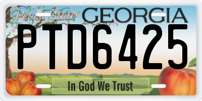 GA license plate PTD6425