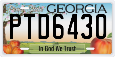 GA license plate PTD6430