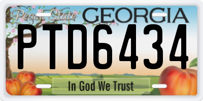 GA license plate PTD6434