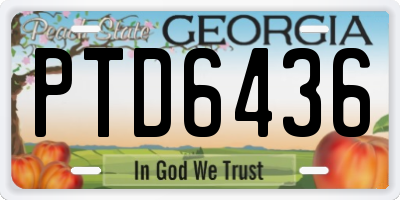 GA license plate PTD6436