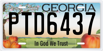 GA license plate PTD6437