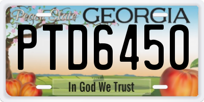 GA license plate PTD6450