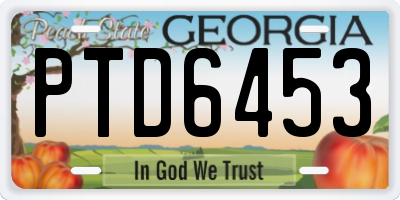 GA license plate PTD6453
