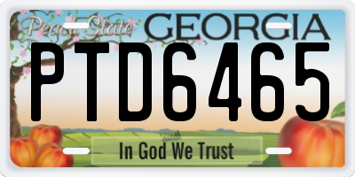 GA license plate PTD6465