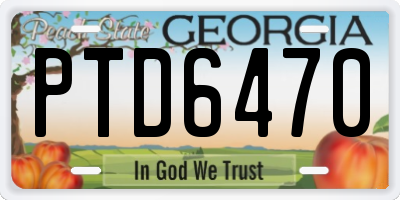 GA license plate PTD6470