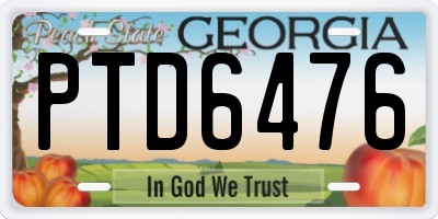 GA license plate PTD6476