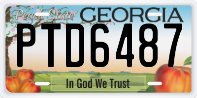 GA license plate PTD6487