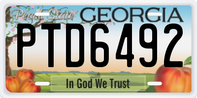 GA license plate PTD6492