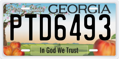 GA license plate PTD6493