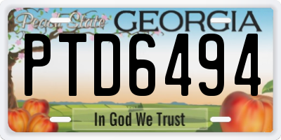 GA license plate PTD6494