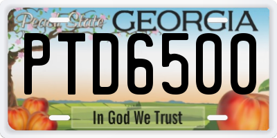 GA license plate PTD6500