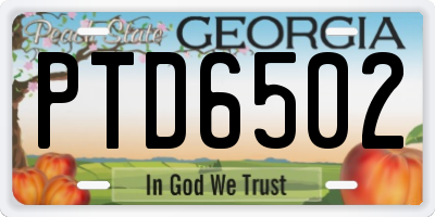GA license plate PTD6502
